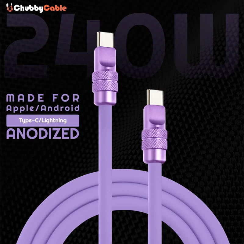 "Anodized" 240W Reflective Shine Charge Cable (C+Lightning)