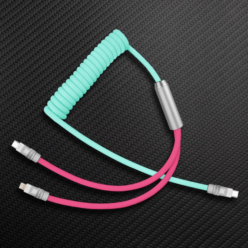 "Chubby Flex" 2 In 1 Spring ColorBlock Fast Charging Cable - Image 3