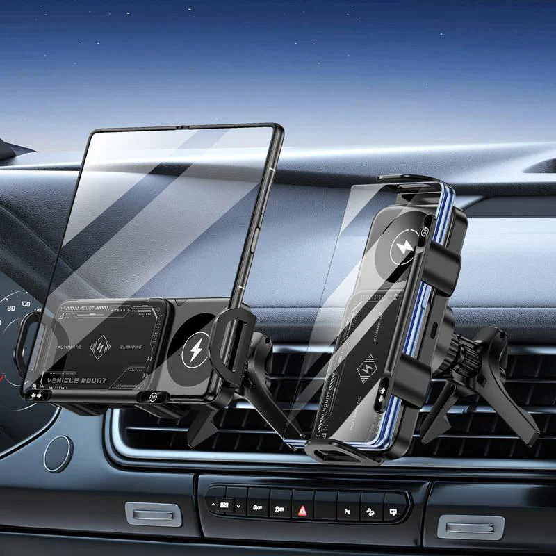 ChubbyCharge™ 15W Wireless Charging Car Mount for Phones – 90° Rotation, Stable & Adjustable
