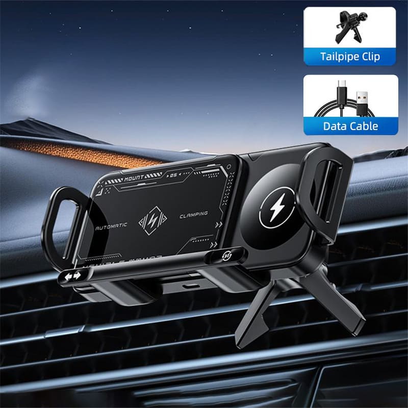 ChubbyCharge™ 15W Wireless Charging Car Mount for Phones – 90° Rotation, Stable & Adjustable - Image 11