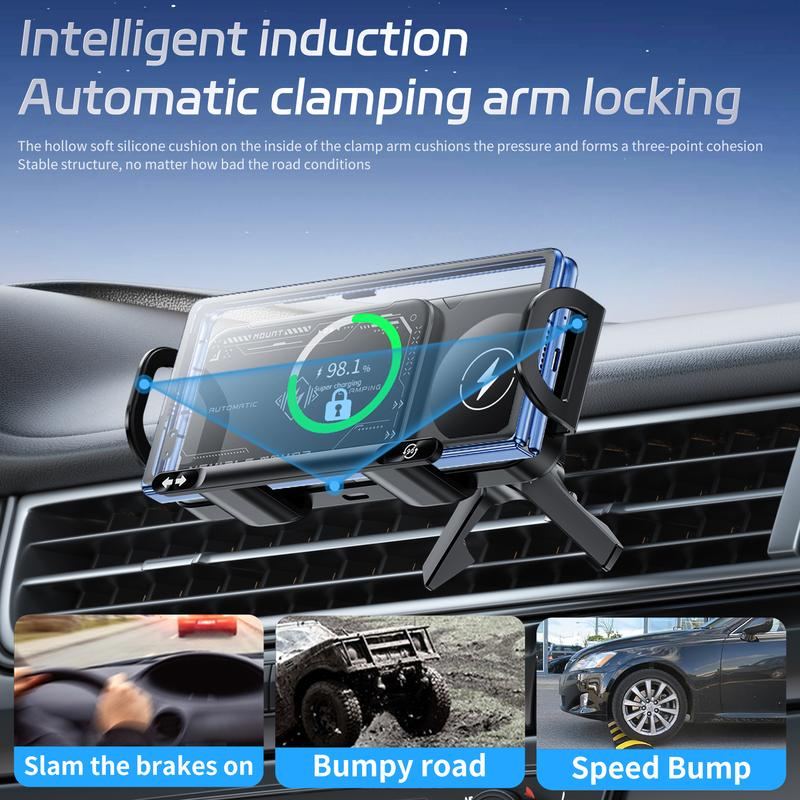 ChubbyCharge™ 15W Wireless Charging Car Mount for Phones – 90° Rotation, Stable & Adjustable - Image 3