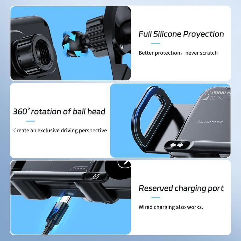 ChubbyCharge™ 15W Wireless Charging Car Mount for Phones – 90° Rotation, Stable & Adjustable - Image 7