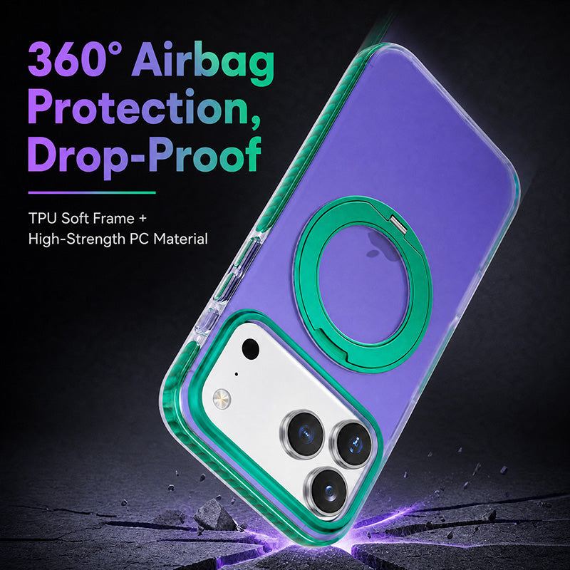ChubbyArmor Splicing - Matte Color-Block with 360° Hidden Magnetic Stand Case For iPhone - Image 3