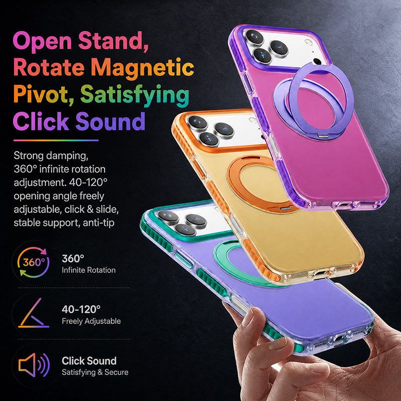 ChubbyArmor Splicing - Matte Color-Block with 360° Hidden Magnetic Stand Case For iPhone - Image 5