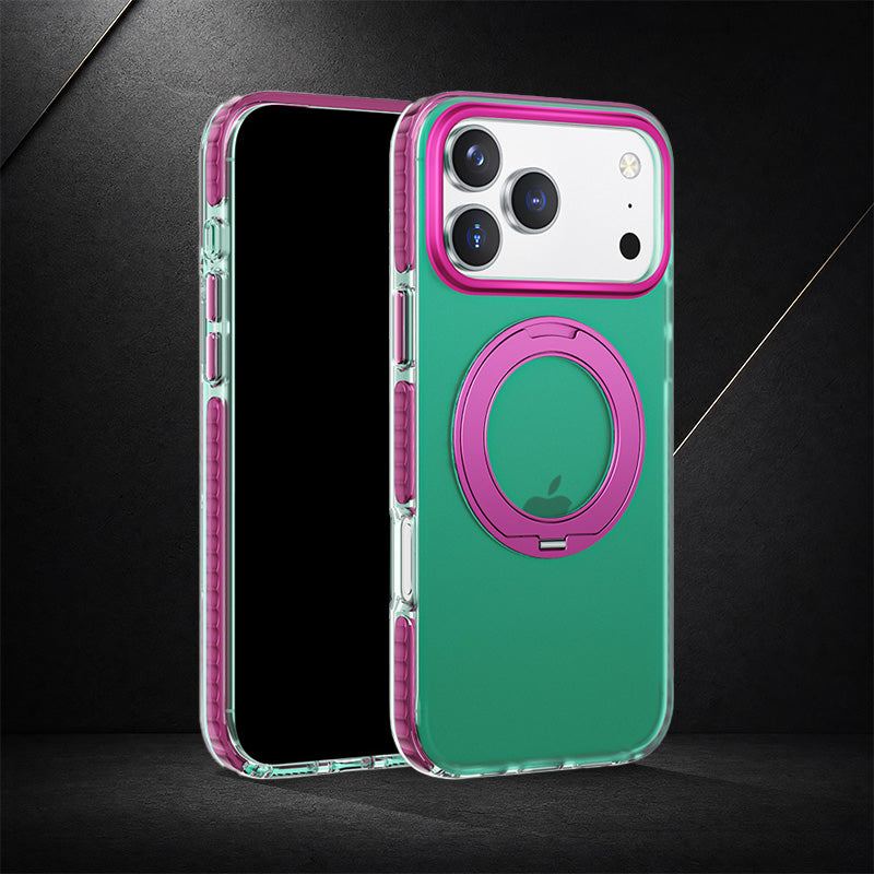 ChubbyArmor Splicing - Matte Color-Block with 360° Hidden Magnetic Stand Case For iPhone - Image 9