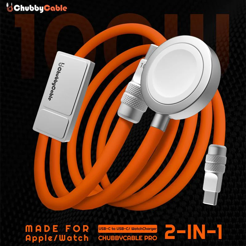 ChubbyCable Duo-Core Flex™ 2-in-1 USB-C to 100W USB-C & 5W Apple Watch Charging Cable