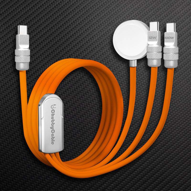 ChubbyCable Tri-Flex™  100W 3-in-1 Fast Charging Cable with Soft Silicone & Apple Watch Charger - Image 11