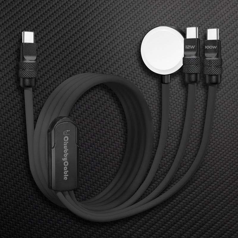 ChubbyCable Tri-Flex™  100W 3-in-1 Fast Charging Cable with Soft Silicone & Apple Watch Charger - Image 7