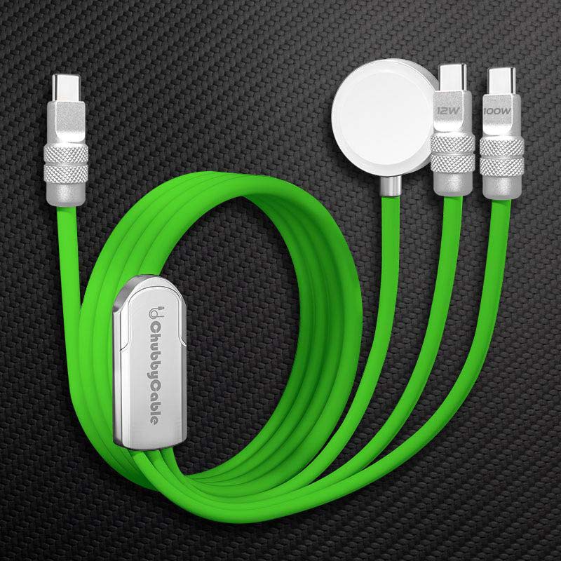 ChubbyCable Tri-Flex™  100W 3-in-1 Fast Charging Cable with Soft Silicone & Apple Watch Charger - Image 9