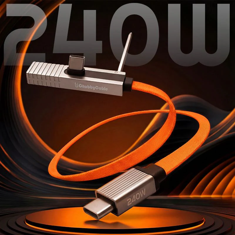 ChubbyCable StandLite™Pro - 90° 240W Fast Charge Cable with Invisible Stand & Phone Case Friendly