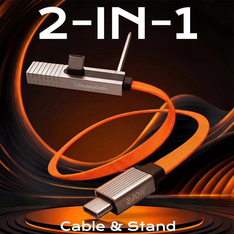 ChubbyCable StandLite™Pro - 90° 240W Fast Charge Cable with Invisible Stand & Phone Case Friendly - Image 3