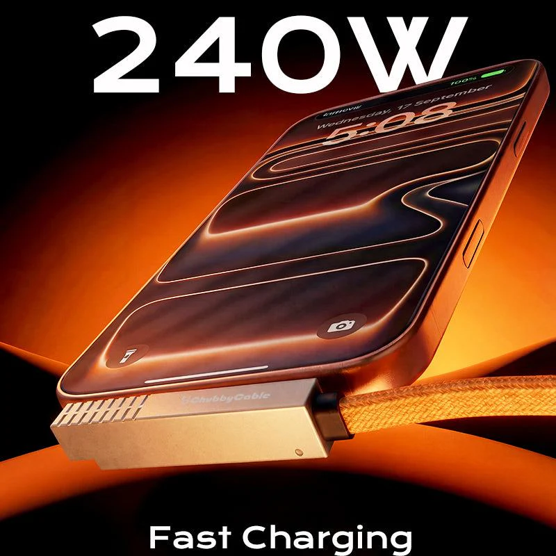 ChubbyCable StandLite™Pro - 90° 240W Fast Charge Cable with Invisible Stand & Phone Case Friendly - Image 5