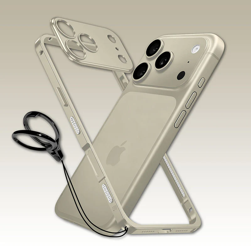 ChubbyArmor LiteGo - Ultra-Thin Metal Bumper Case With Lens Protector & GripRing Phone Stand For iPhone - Image 11