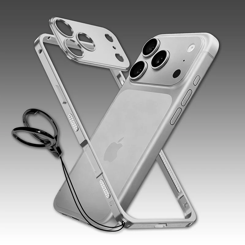 ChubbyArmor LiteGo - Ultra-Thin Metal Bumper Case With Lens Protector & GripRing Phone Stand For iPhone - Image 9