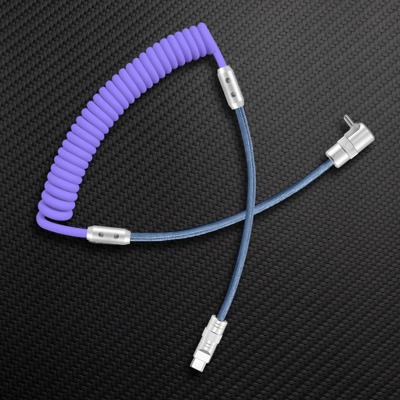 "Color-Blocked Chubby" 2-In-1 90° Elbow Spring Silicone Braided Cable - Image 14