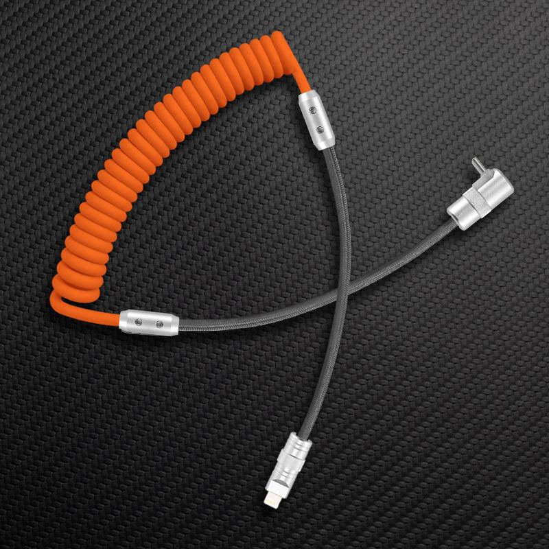 "Color-Blocked Chubby" 2-In-1 90° Elbow Spring Silicone Braided Cable - Image 16