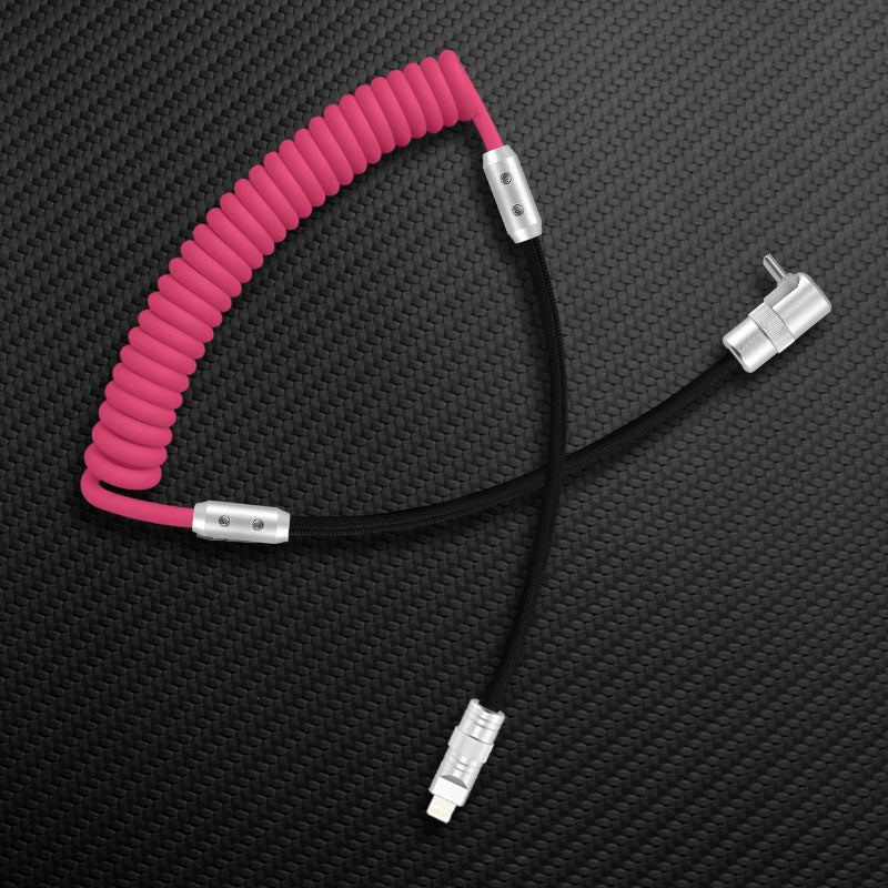 "Color-Blocked Chubby" 2-In-1 90° Elbow Spring Silicone Braided Cable - Image 18