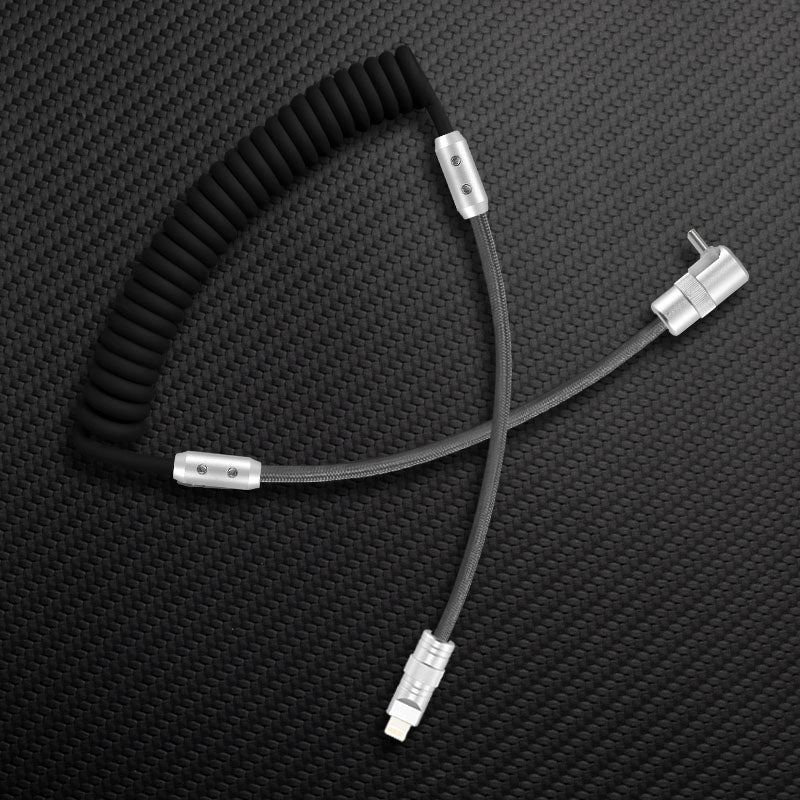 "Color-Blocked Chubby" 2-In-1 90° Elbow Spring Silicone Braided Cable - Image 19