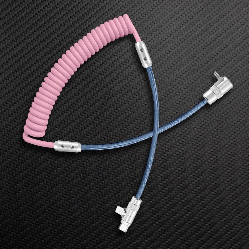 "Color-Blocked Chubby" 2-In-1 90° Elbow Spring Silicone Braided Cable - Image 22