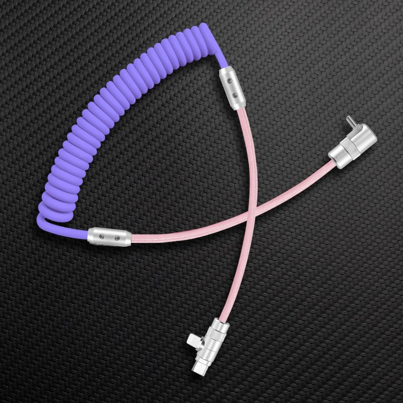 "Color-Blocked Chubby" 2-In-1 90° Elbow Spring Silicone Braided Cable - Image 27
