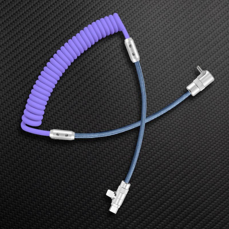 "Color-Blocked Chubby" 2-In-1 90° Elbow Spring Silicone Braided Cable - Image 28