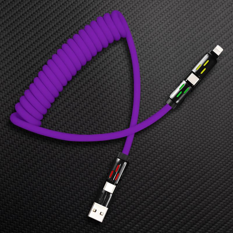 "GlowCharge Pro" 240W 4-in-1 Spring Car Cable with Lights - Image 14