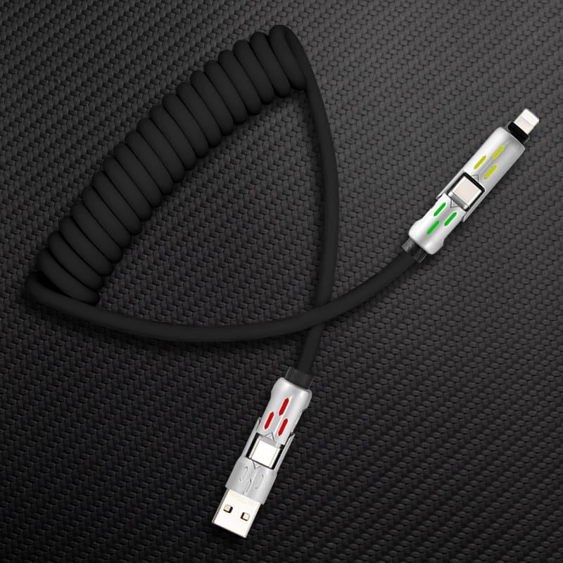 "GlowCharge Pro" 240W 4-in-1 Spring Car Cable with Lights - Image 16
