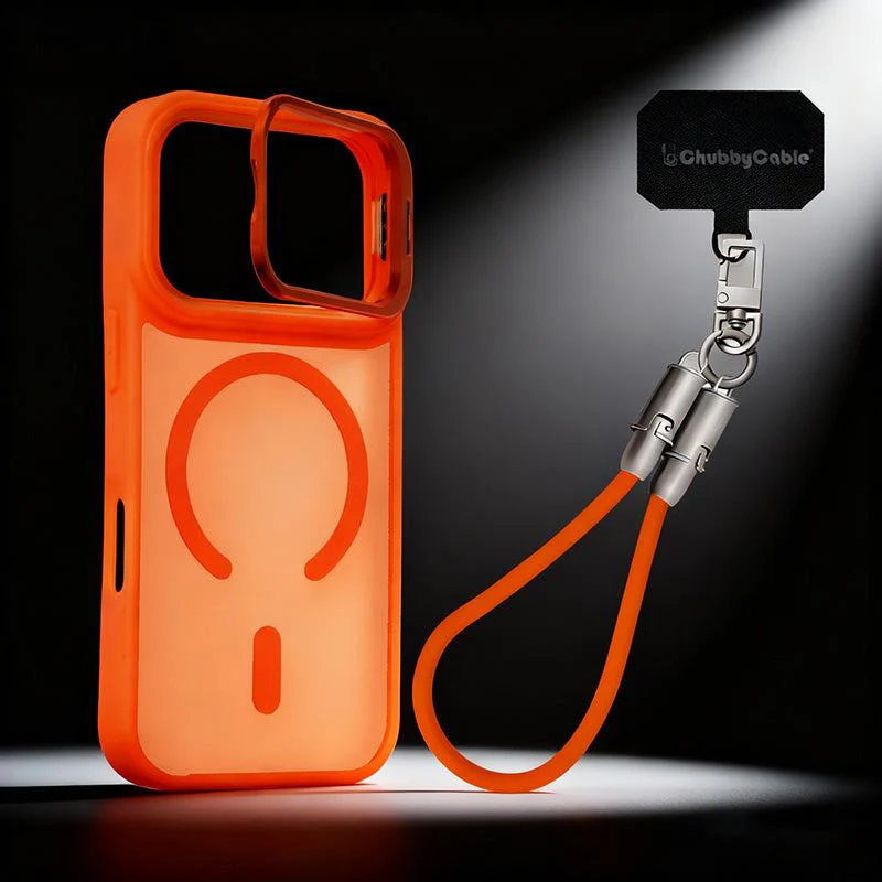 Metal Lens Bracket Phone Case For iPhone & Chubbycable Crossbody Strap Cable Combo
