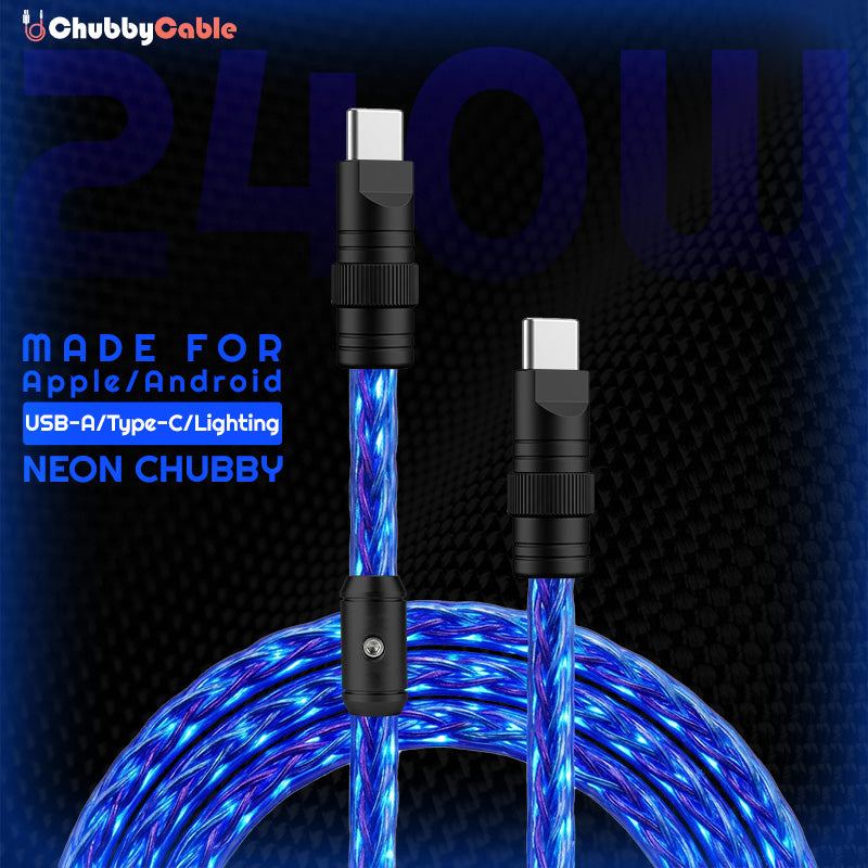 "Neon Chubby" 240W Braided Silver-Plated Fast Charging Cable