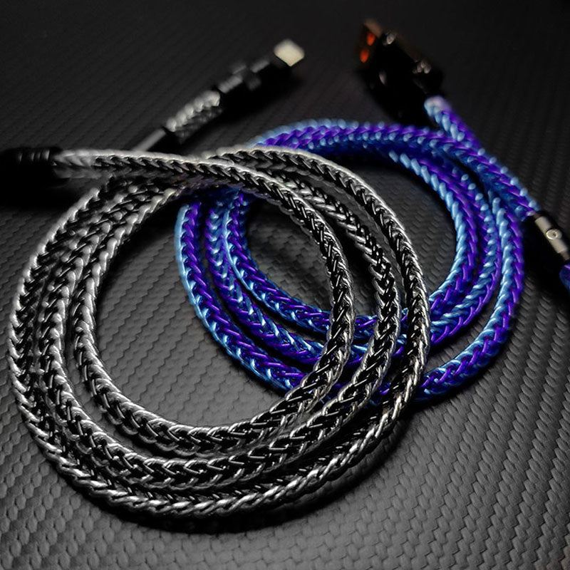 "Neon Chubby" 240W Braided Silver-Plated Fast Charging Cable - Image 3