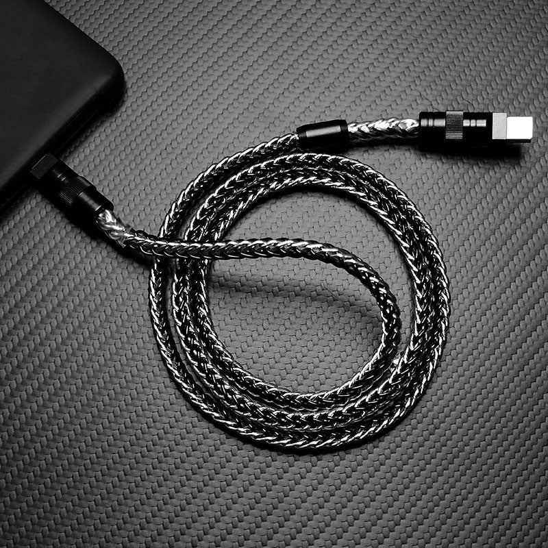 "Neon Chubby" 240W Braided Silver-Plated Fast Charging Cable - Image 6