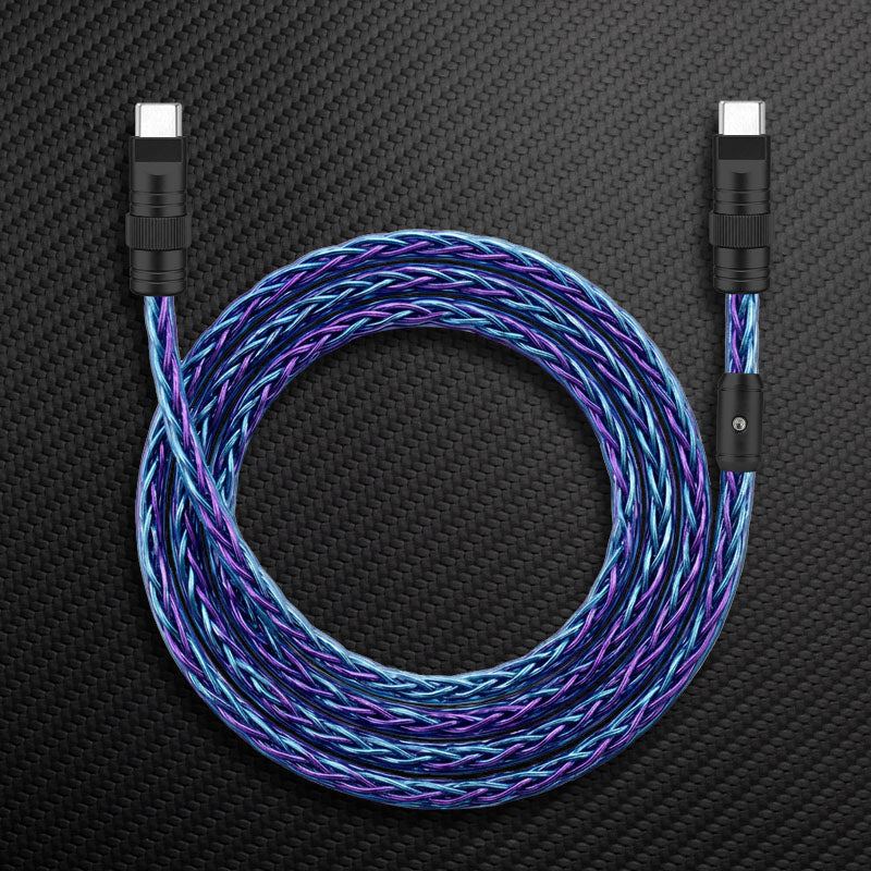"Neon Chubby" 240W Braided Silver-Plated Fast Charging Cable - Image 7