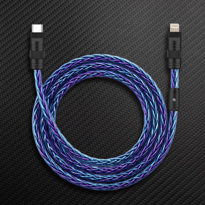 "Neon Chubby" 240W Braided Silver-Plated Fast Charging Cable - Image 8