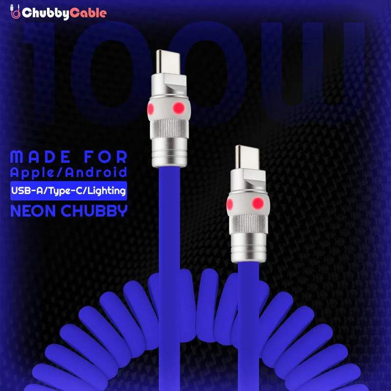 "Neon Chubby" Neon Glow Fast Charge Spring Cable with Gradient Illumination