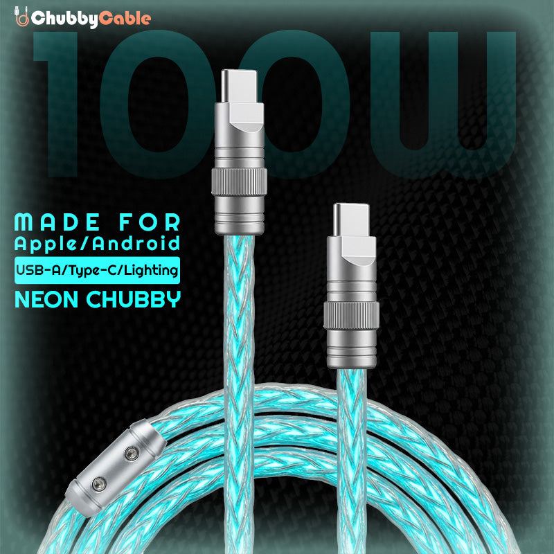 "Neon Chubby" RGB Illuminated Silver-Plated Fast Charging CarPlay Cable