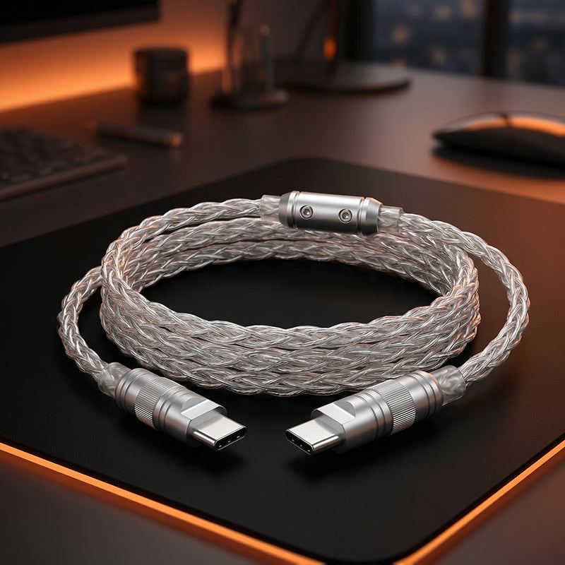 "Neon Chubby" RGB Illuminated Silver-Plated Fast Charging CarPlay Cable - Image 4