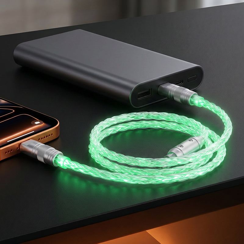 "Neon Chubby" RGB Illuminated Silver-Plated Fast Charging CarPlay Cable - Image 5