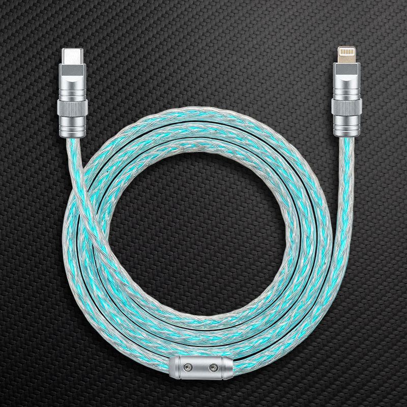 "Neon Chubby" RGB Illuminated Silver-Plated Fast Charging CarPlay Cable - Image 8