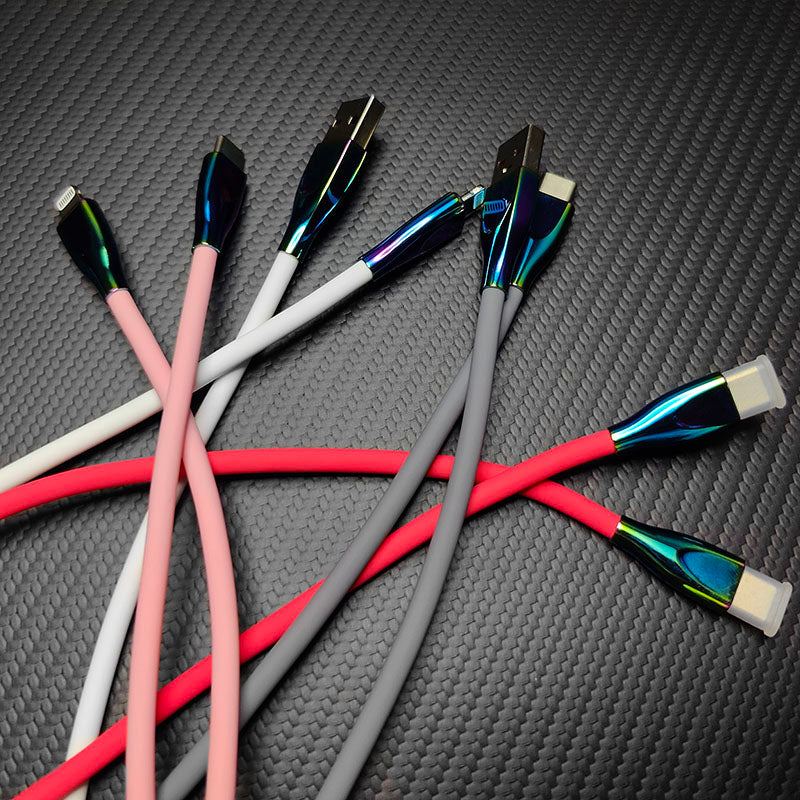 "Thin Chubby" 240W Liquid Silicone Charging Cable With Quenched Colored Connector - Image 4