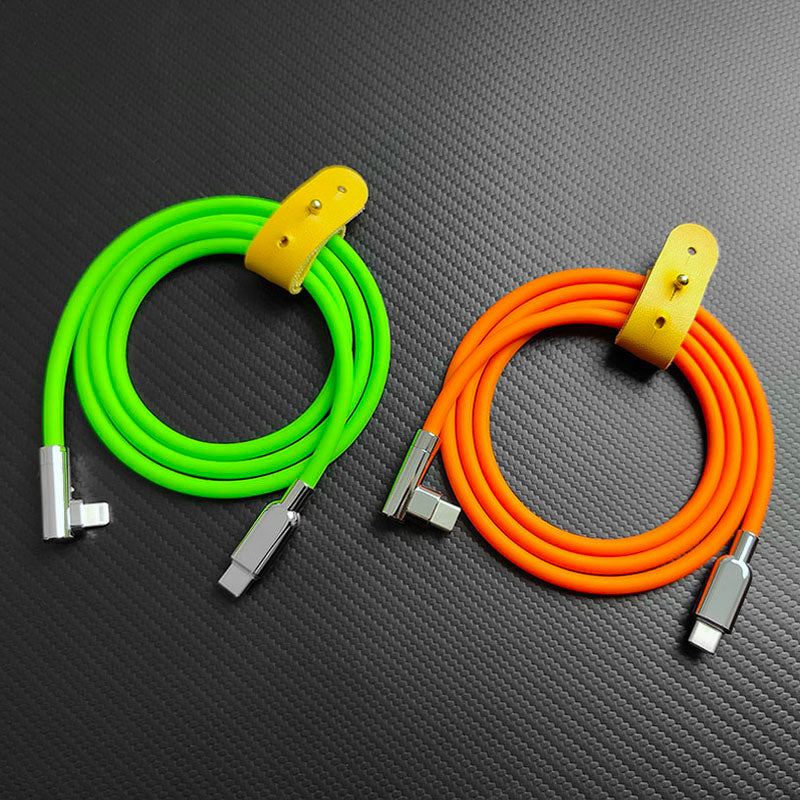 "Thin Chubby" 240W Charging Cable - 90° Elbow Design & Mirrored Connector - Image 2