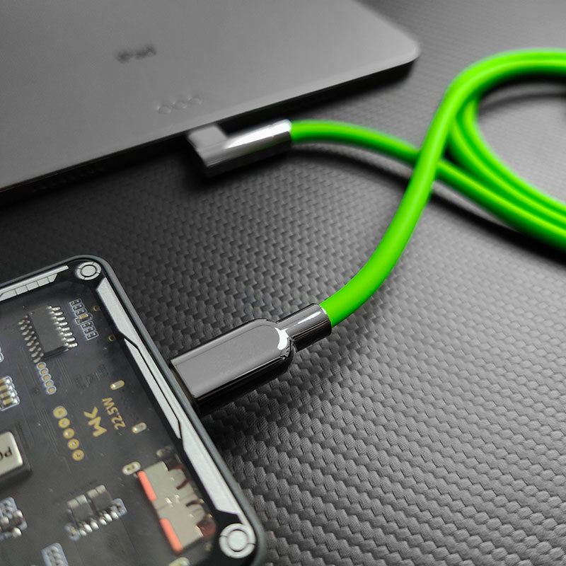 "Thin Chubby" 240W Charging Cable - 90° Elbow Design & Mirrored Connector - Image 4