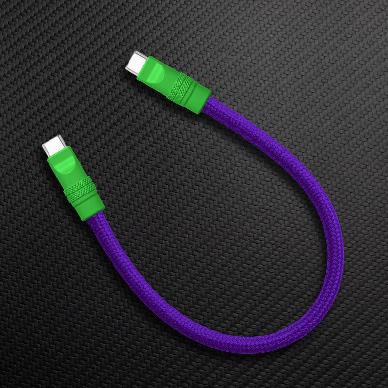Ultra-Soft Braided 240W Color-Blocked Short Charging Cable - Image 31