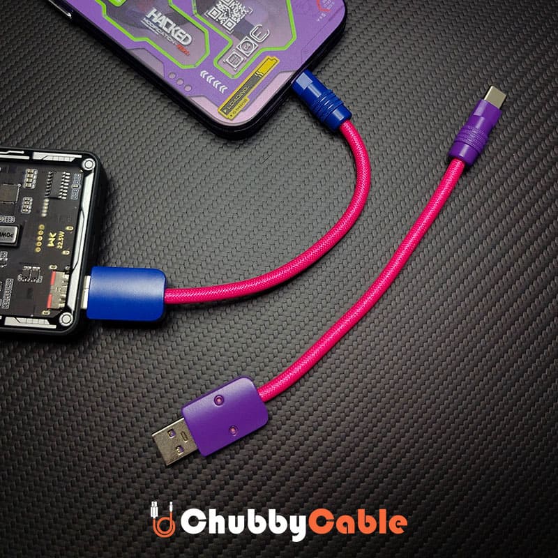 Ultra-Soft Braided 240W Color-Blocked Short Charging Cable - Image 4